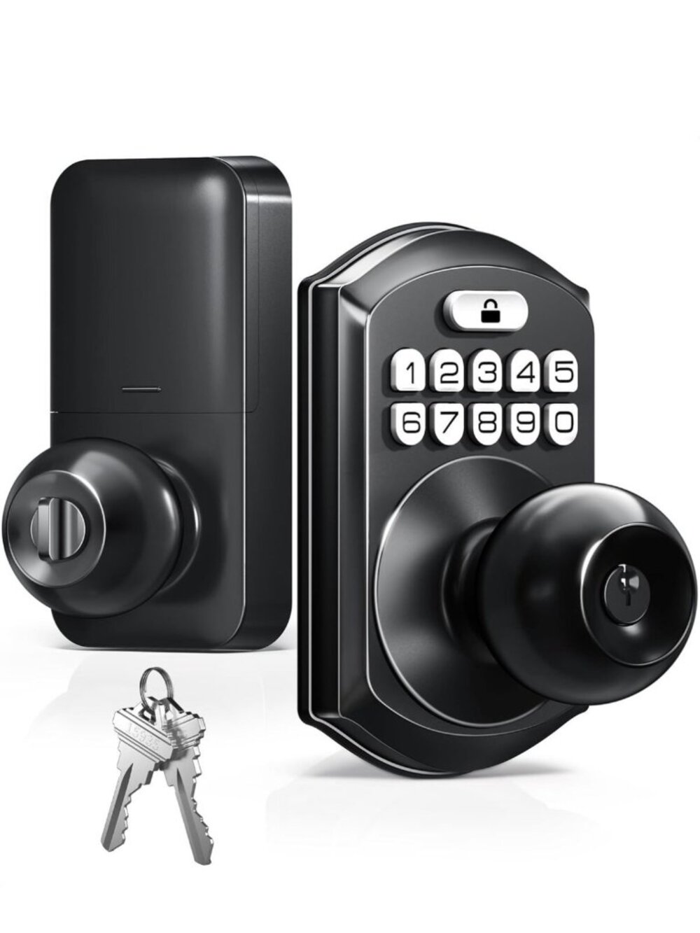 TEEHO TE003 Keypad Door Knob Lock, Keyless Entry DoorHandle, Matte Black